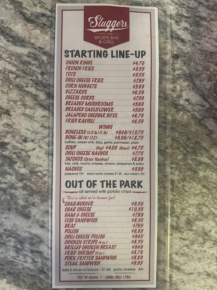 Sluggers Bar & Grill Menu image 1